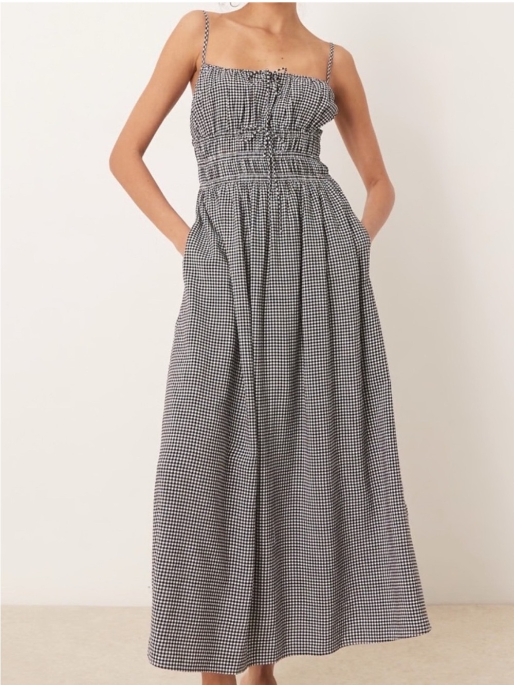 Abercrombie & Fitch Black and White Gingham Maxi Dress